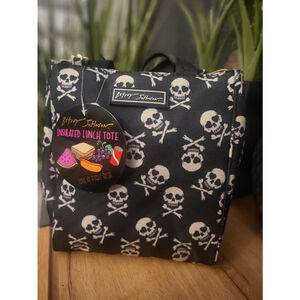 Betsey Johnson Unisex Skull Lunch Bag Black White